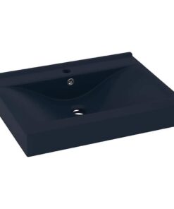 vidaXL Wastafel met kraangat 60x46 cm keramiek mat donkerblauw