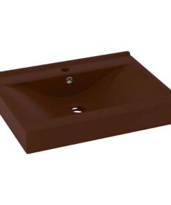 vidaXL Wastafel met kraangat 60x46 cm keramiek mat donkerbruin