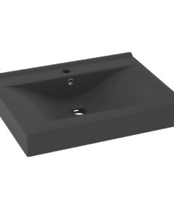 vidaXL Wastafel met kraangat 60x46 cm keramiek mat donkergrijs