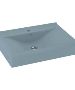 vidaXL Wastafel met kraangat 60x46 cm keramiek mat lichtblauw