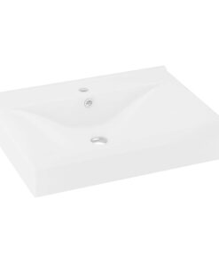 vidaXL Wastafel met kraangat 60x46 cm keramiek matwit