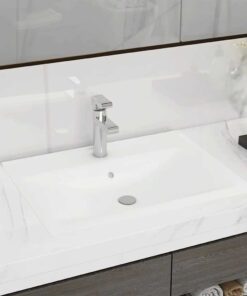 vidaXL Wastafel met kraangat 60x46 cm keramiek matwit