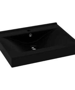 vidaXL Wastafel met kraangat 60x46 cm keramiek matzwart