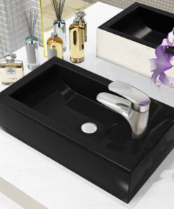 vidaXL Wastafel met kraangat rechthoekig 46x25