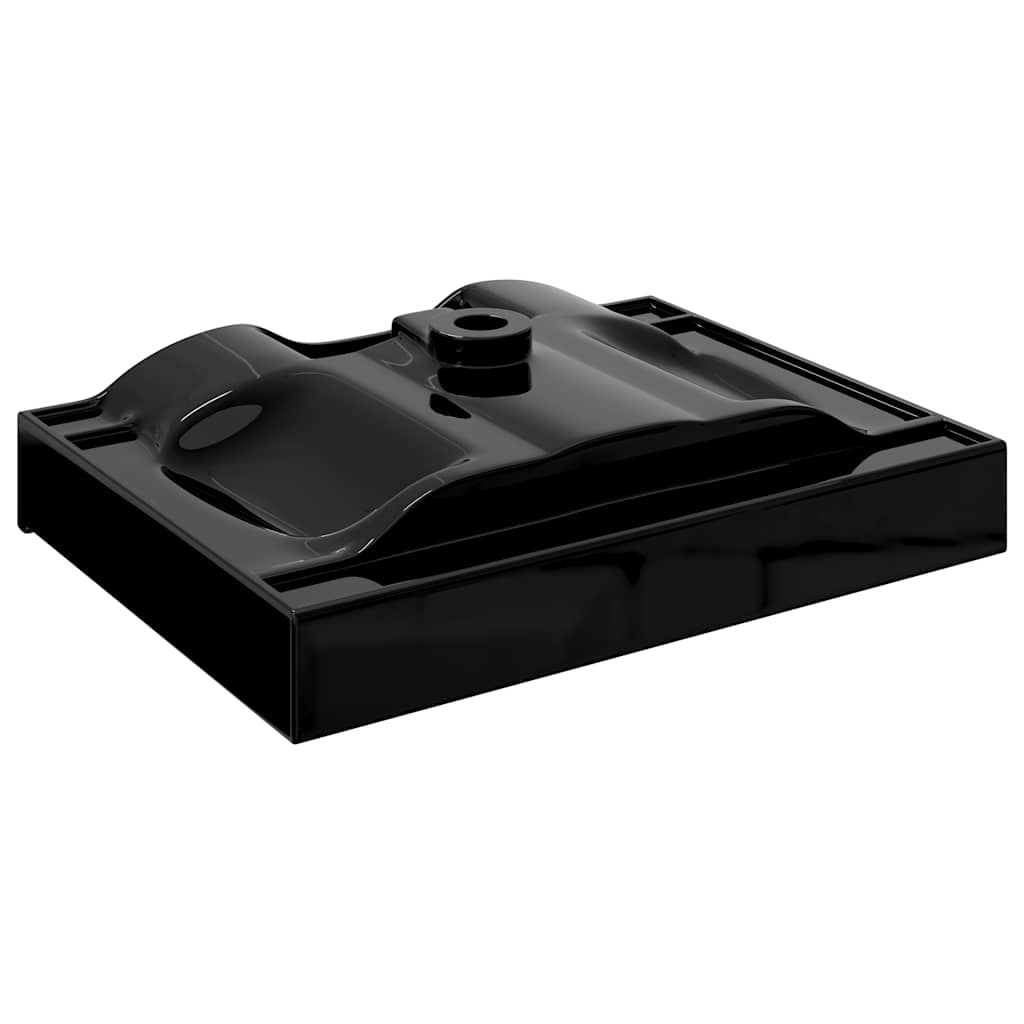 vidaXL Wastafel met kraangat rechthoekig 60x46 cm keramiek zwart - Image 4