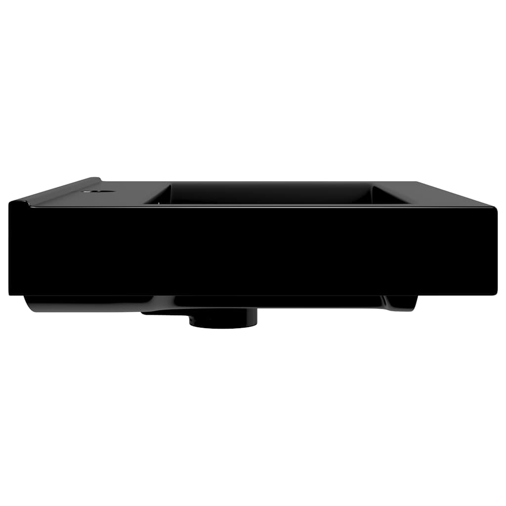 vidaXL Wastafel met kraangat rechthoekig 60x46 cm keramiek zwart - Image 5