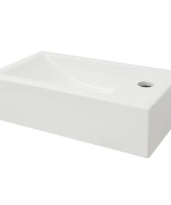 vidaXL Wastafel met kraangat rechthoekig wit 46x25