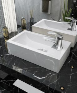 vidaXL Wastafel met kraangat rechthoekig wit 46x25