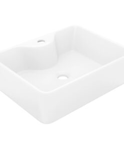 vidaXL Wastafel met kraangat wit vierkant keramiek