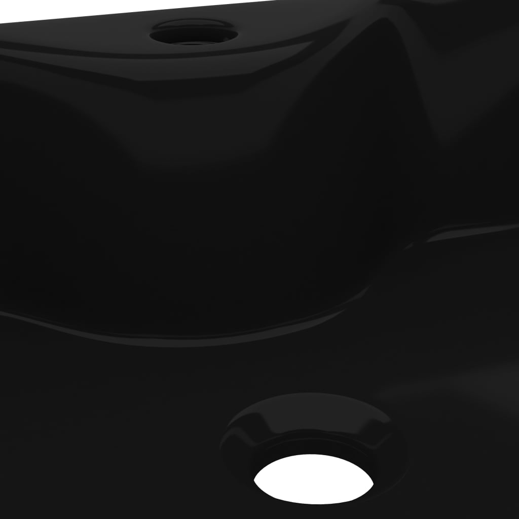 vidaXL Wastafel met kraangat zwart vierkant keramiek - Image 6