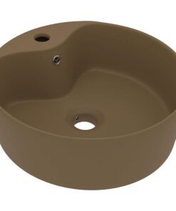 vidaXL Wastafel met overloop 36x13 cm keramiek matcrème