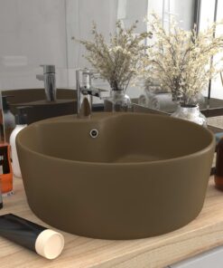 vidaXL Wastafel met overloop 36x13 cm keramiek matcrème