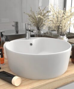 vidaXL Wastafel met overloop 36x13 cm keramiek matwit