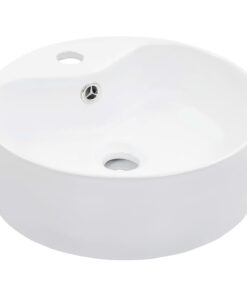 vidaXL Wastafel met overloop 36x13 cm keramiek wit