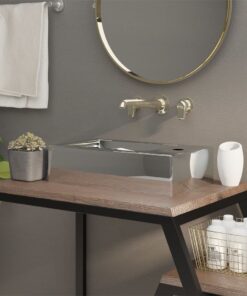 vidaXL Wastafel met overloop 49x25x15 cm keramiek zilverkleurig