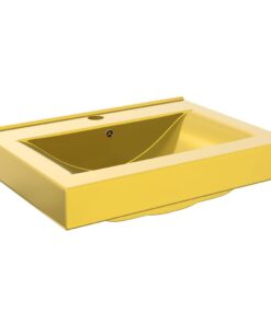 vidaXL Wastafel met overloop 60x46x16 cm keramiek goudkleurig