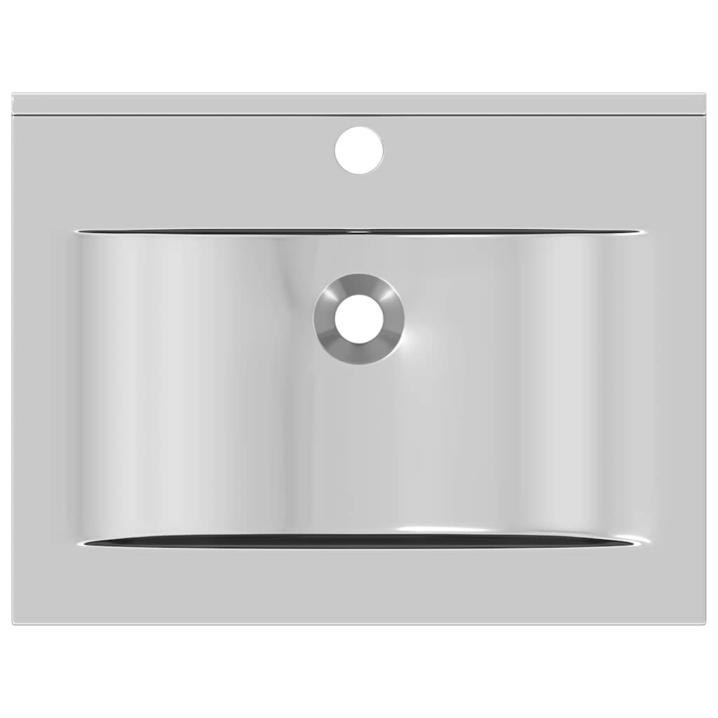 vidaXL Wastafel met overloop 60x46x16 cm keramiek zilverkleurig - Image 7