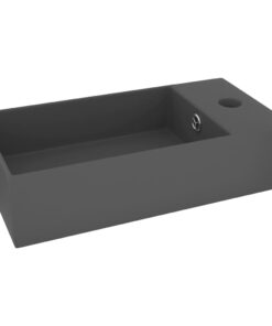 vidaXL Wastafel met overloop keramiek donkergrijs