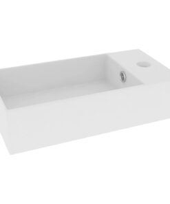 vidaXL Wastafel met overloop keramiek matwit