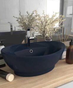 vidaXL Wastafel met overloop ovaal 58