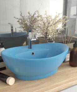 vidaXL Wastafel met overloop ovaal 58