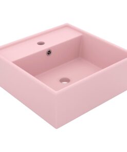 vidaXL Wastafel met overloop vierkant 41x41 cm keramiek matroze