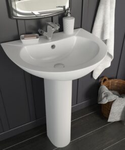 vidaXL Wastafel op voet vrijstaand 520x440x190 mm keramiek wit