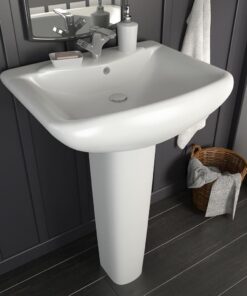 vidaXL Wastafel op voet vrijstaand 580x470x200 mm keramiek wit