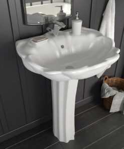 vidaXL Wastafel op voet vrijstaand 580x510x200 mm keramiek wit