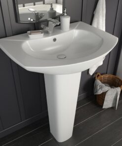 vidaXL Wastafel op voet vrijstaand 650x520x200 mm keramiek wit