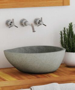 vidaXL Wastafel ovaal (37-46)x(29-36) cm riviersteen