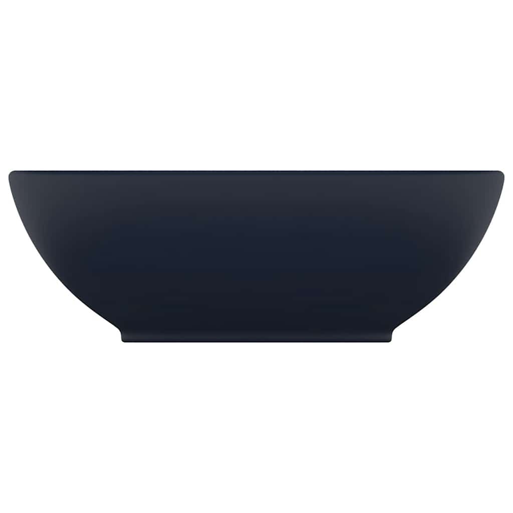 vidaXL Wastafel ovaal 40x33 cm keramiek mat donkerblauw - Image 3