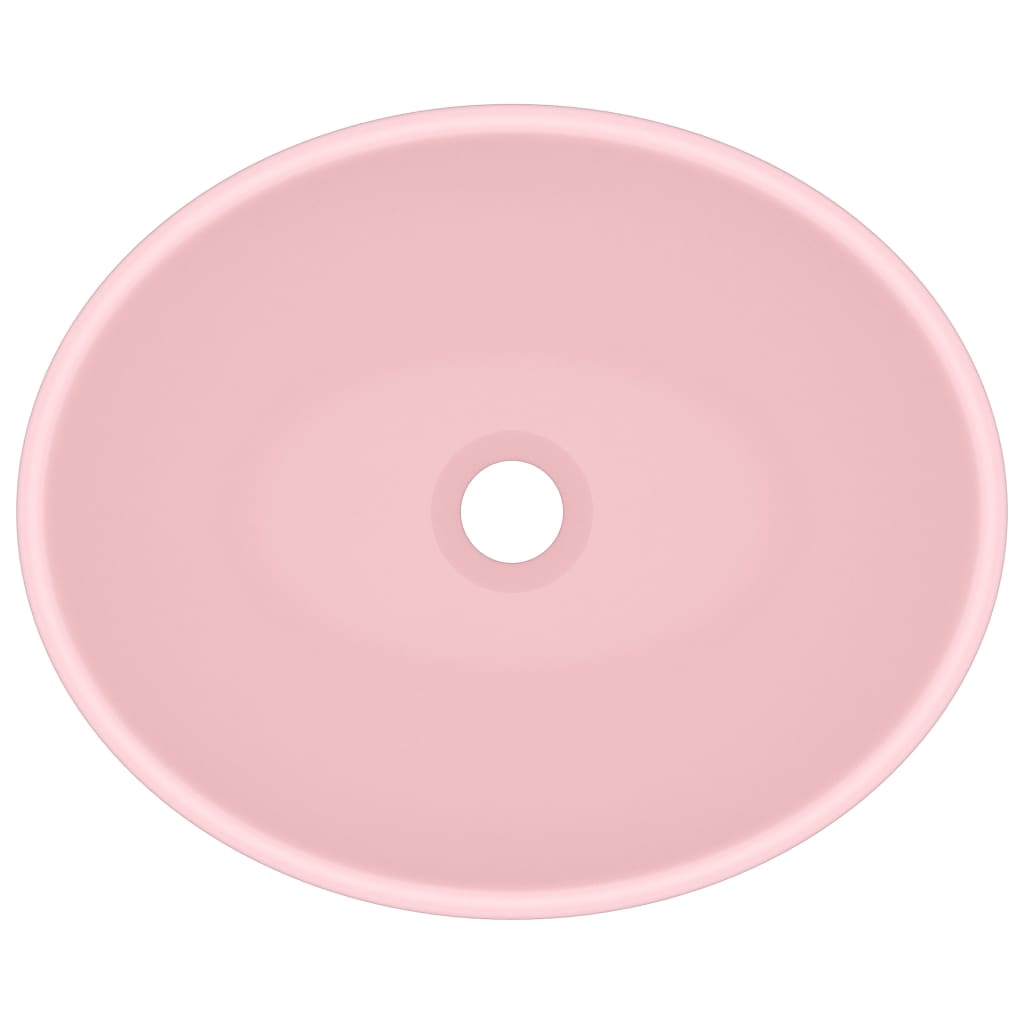 vidaXL Wastafel ovaal 40x33 cm keramiek matroze - Afbeelding 4