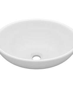 vidaXL Wastafel ovaal 40x33 cm keramiek matwit