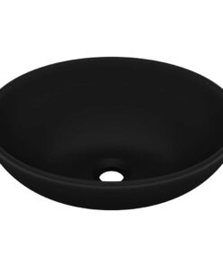 vidaXL Wastafel ovaal 40x33 cm keramiek matzwart