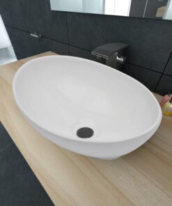 vidaXL Wastafel ovaal 40x33 cm keramiek wit
