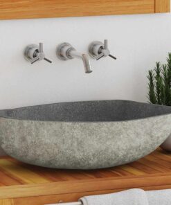 vidaXL Wastafel ovaal (45-53)x(34-41) cm riviersteen