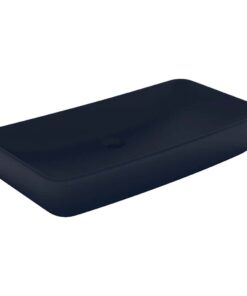 vidaXL Wastafel rechthoekig 71x38 cm keramiek mat donkerblauw