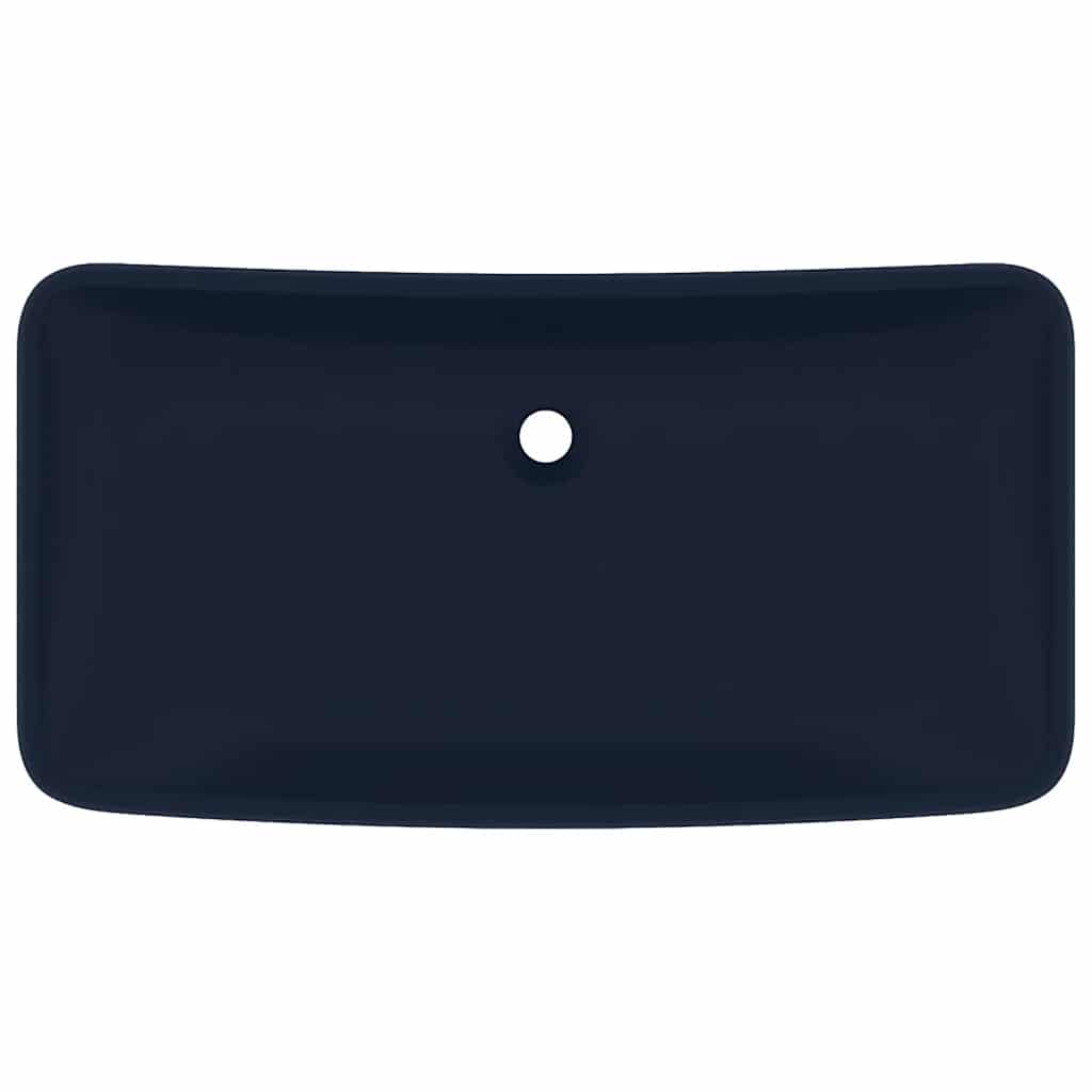 vidaXL Wastafel rechthoekig 71x38 cm keramiek mat donkerblauw - Image 4