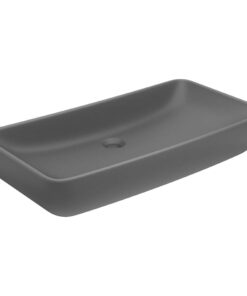 vidaXL Wastafel rechthoekig 71x38 cm keramiek mat donkergrijs