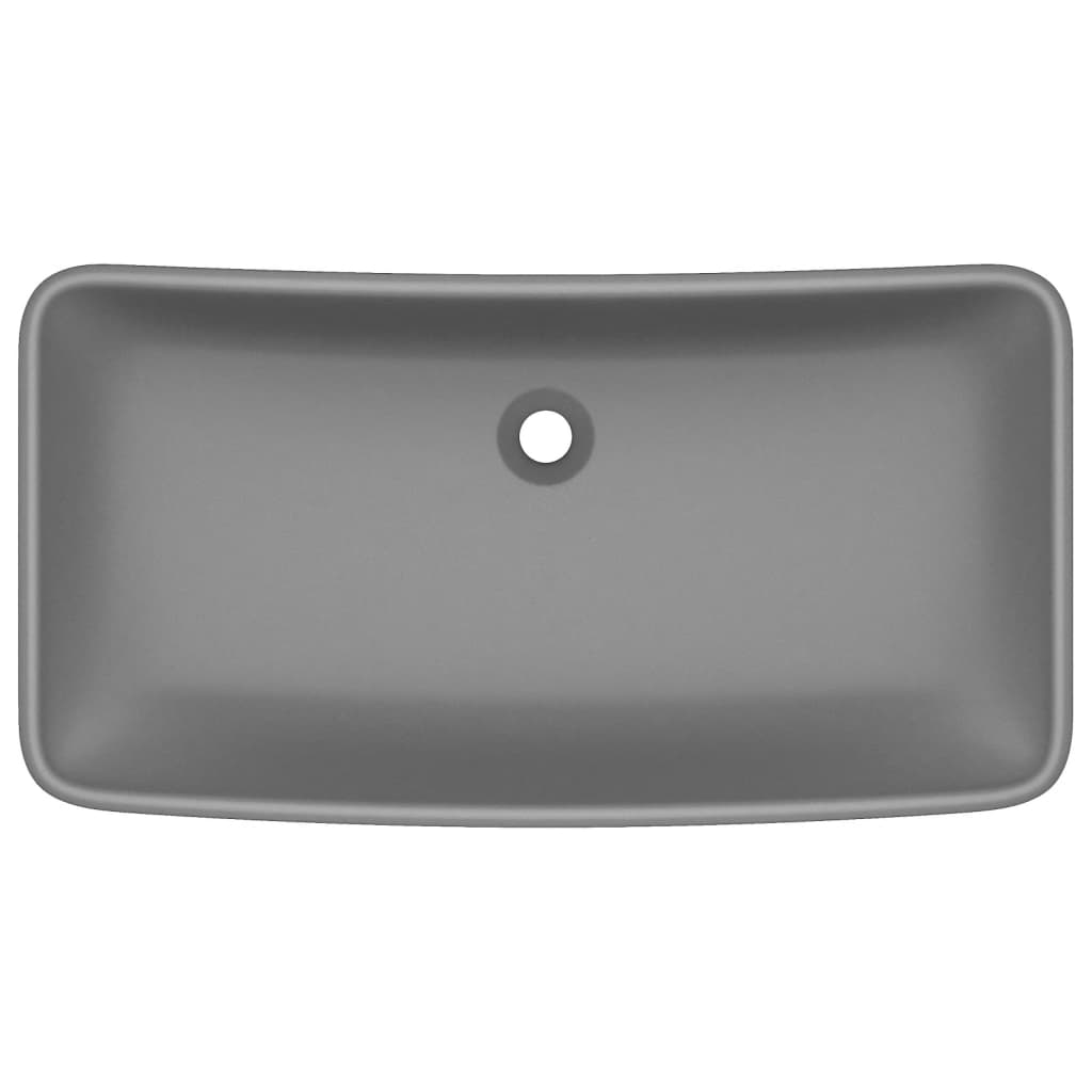 vidaXL Wastafel rechthoekig 71x38 cm keramiek mat donkergrijs - Image 3