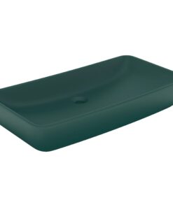 vidaXL Wastafel rechthoekig 71x38 cm keramiek mat donkergroen