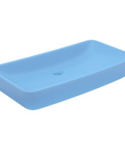 vidaXL Wastafel rechthoekig 71x38 cm keramiek mat lichtblauw