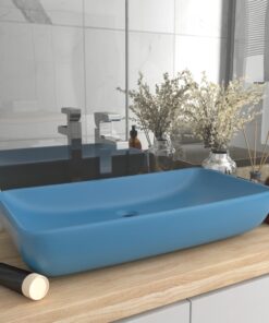 vidaXL Wastafel rechthoekig 71x38 cm keramiek mat lichtblauw