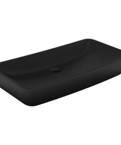 vidaXL Wastafel rechthoekig 71x38 cm keramiek matzwart