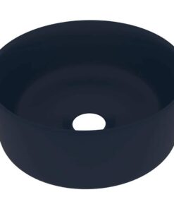 vidaXL Wastafel rond 40x15 cm keramiek mat donkerblauw