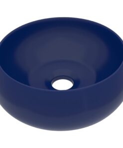 vidaXL Wastafel rond 40x15 cm keramiek mat donkerblauw