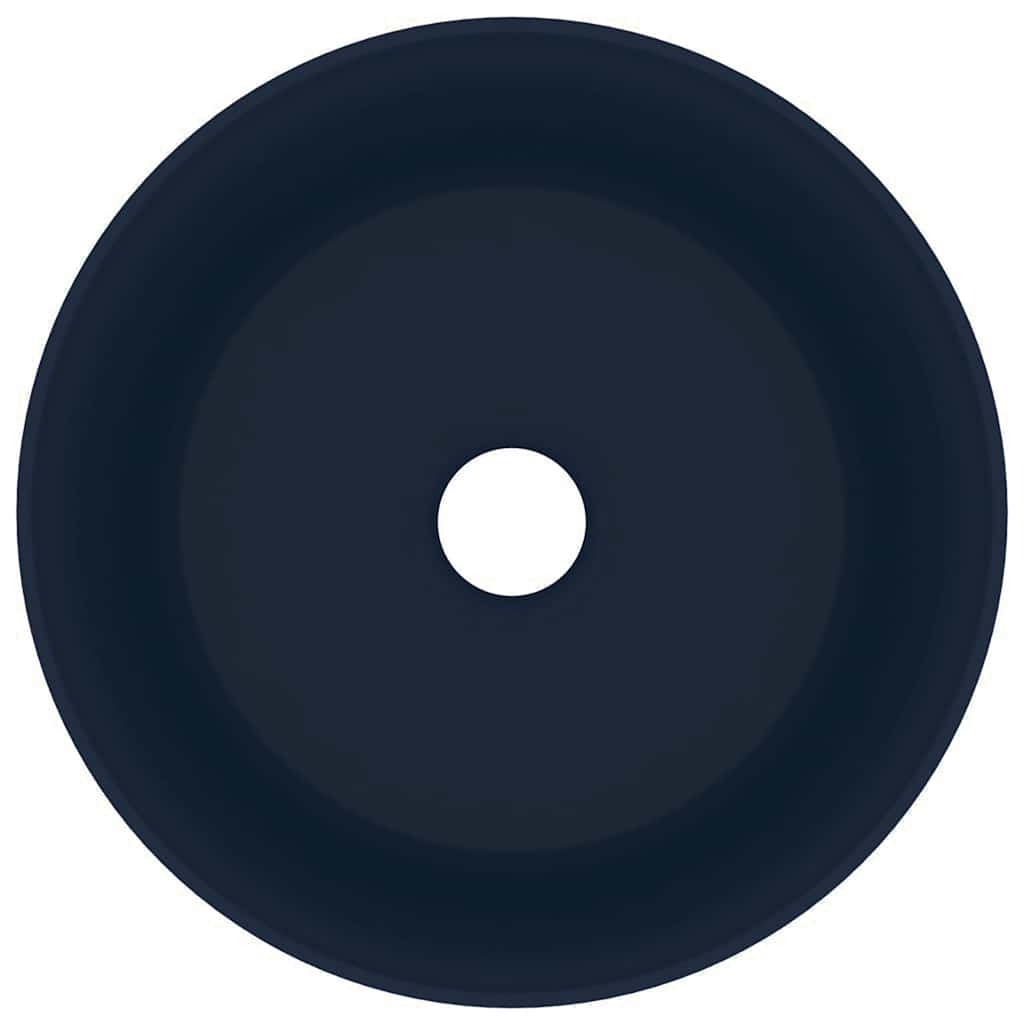 vidaXL Wastafel rond 40x15 cm keramiek mat donkerblauw - Image 4