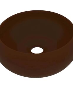 vidaXL Wastafel rond 40x15 cm keramiek mat donkerbruin