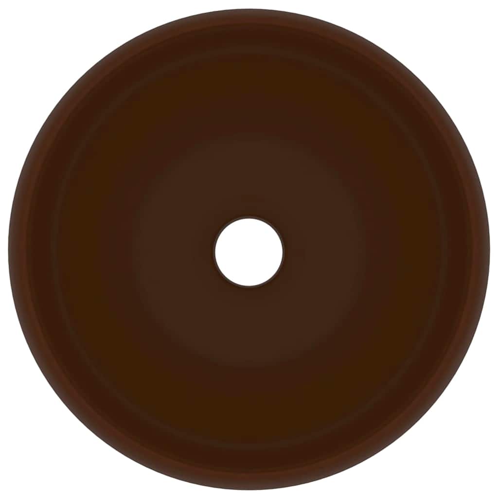 vidaXL Wastafel rond 40x15 cm keramiek mat donkerbruin - Image 4
